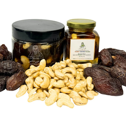 Raw Zafrani Honey Mejdool Khajoor Kaju | Premium Honey Saffron With Mejdool Dates & Cashews In Pakistan | Gher Se Khaas
