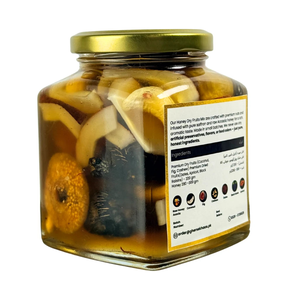 Honey Dry Fruit Mix | Raw Honey With Premium Dry Fruits In Pakistan | Gher Se Khaas