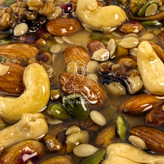 Zafrani Honey Nuts | Raw Honey Saffron With Premium Mixed Nuts & Seeds In Pakistan | Gher Se Khaas